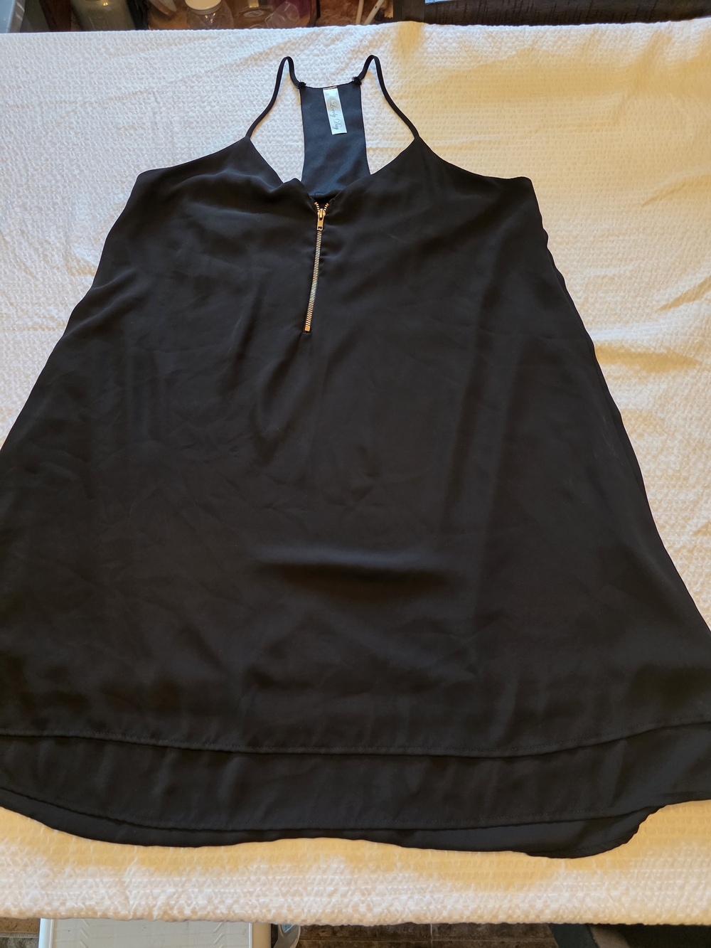 Lovely Day Black Racerback Tank with Front Zip